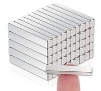 DGDUBRB 50pcs Neodymium Bar Magnets, Super Strong Fridge Magnets, Silver, Rectangular, 25x4x3mm