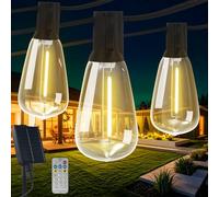 DGE Solar Festoon Lights Outdoor 14.6M/48FT Solar String Lights Waterproof,with 8 Modes & 15 ST38 Bulbs Shatterproof,IP65 Waterproof Patio Lights for Outside,Gazebo, Backyard, Balcony, Party