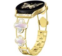 DGege Diamond Metal Band Compatible with Samsung Galaxy Watch 7 6 5 4 40mm 44mm/for Galaxy Watch 6 4 Classic 42mm 46mm 43mm 47mm/Watch 5 Pro 45mm/Active 2,20mm Stylish Clover Sparkle Wristband Women