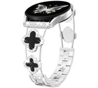 DGege Diamond Metal Band Compatible with Samsung Galaxy Watch 7 6 5 4 40mm 44mm/for Galaxy Watch 6 4 Classic 42mm 46mm 43mm 47mm/Watch 5 Pro 45mm/Active 2,20mm Stylish Clover Sparkle Wristband Women