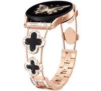 DGege Diamond Metal Band Compatible with Samsung Galaxy Watch 7 6 5 4 40mm 44mm/for Galaxy Watch 6 4 Classic 42mm 46mm 43mm 47mm/Watch 5 Pro 45mm/Active 2,20mm Stylish Clover Sparkle Wristband Women