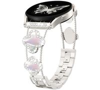 DGege Diamond Metal Band Compatible with Samsung Galaxy Watch 7 6 5 4 40mm 44mm/for Galaxy Watch 6 4 Classic 42mm 46mm 43mm 47mm/Watch 5 Pro 45mm/Active 2,20mm Stylish Clover Sparkle Wristband Women