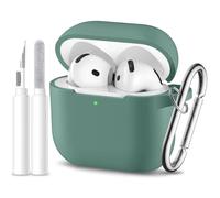 Dgege for Airpods 4th Generation Case Cover(2024),Soft Silicone Full Protective Case for AirPods 4 Case with Keychain & Cleaner Kit,Compatible with Apple Airpods 4 Case for Women,Men（Pinegreen）