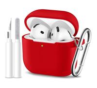 Dgege for Airpods 4th Generation Case Cover(2024),Soft Silicone Full Protective Case for AirPods 4 Case with Keychain & Cleaner Kit,Compatible with Apple Airpods 4 Case for Women,Men（Red）
