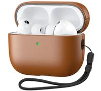 DGege for AirPods Pro 3 Case 2025,Vegan Leather Cover with Lanyard | Premium Vegan Leather Protective Cover Compatible with Apple AirPods Pro 3 /Ipod Pro 3 Case with Anti-Loss Nylon Strap