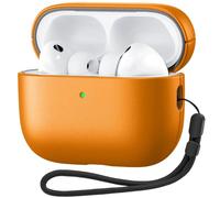 DGege for AirPods Pro 3 Case 2025,Vegan Leather Cover with Lanyard | Premium Vegan Leather Protective Cover Compatible with Apple AirPods Pro 3 /Ipod Pro 3 Case with Anti-Loss Nylon Strap