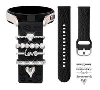 DGege Leopard Engraved Bands Compatible with Galaxy Watch 7 6 5 4 Active 2/FE 40mm 44mm/Watch 6/4 Classic/5 Pro,20mm Watch Band with 5PCS Charms Accessories Silicone Strap for Samsung Watch Band Women