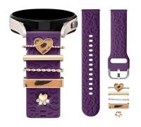 DGege Leopard Engraved Bands Compatible with Galaxy Watch 7 6 5 4 Active 2/FE 40mm 44mm/Watch 6/4 Classic/5 Pro,20mm Watch Band with 5PCS Charms Accessories Silicone Strap for Samsung Watch Band Women