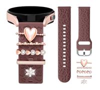 DGege Leopard Engraved Bands Compatible with Galaxy Watch 7 6 5 4 Active 2/FE 40mm 44mm/Watch 6/4 Classic/5 Pro,20mm Watch Band with 5PCS Charms Accessories Silicone Strap for Samsung Watch Band Women