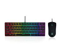 DGG 60% Gaming Keyboard and Mouse Combo, Small Keyboard and Mouse Set, Mini Gaming Keyboard 61 Keys True RGB Mechanical Feeling Keyboard Mouse Combo for Computer PC Gamer