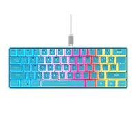 DGG 60% Wired Gaming Keyboard, Pudding Keycaps with Translucent Layer, RGB Backlit Ultra-Compact Small Keyboard, Waterproof Mini Compact 61 Keys Keyboard for PC/Mac Gamer, Typist, Travel, Blue