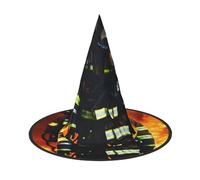 dggkup Firefighter Fireman Flame Print Comfort Carnival Party Hat For Adults Event Theme Festive Headwear Accessory