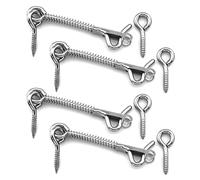 DGHAOP 4pcs Stainless Steel Spring Hook and Eye Safety Latch 3-inch Wire Gate Hook and Eye Latch