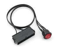 DGHAOP Power Supply 24P Start Line Test Cable 50cm 24-Pin ATX Red LED Power On/Off Switch Jumper Bridge Cable