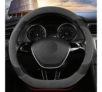 DGHJJ Car Steering Wheel Covers Leather for Citroen C3 Aircross 2018 to 2024,Car Steering Wheel Protector Microfiber Leather & PU Leather For Diameter 38cm/15inch,D shape-Grey