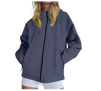 DGHM Lightweight Waterproof Jacket Women Softshell Raincoat Full Zip Windbreaker Rain Jackets with Hood Ladies Sports Hiking Activewear Functional Coats Breathable Outwear(Dark Gray,6XL)