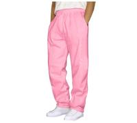 DGHM Mens Track Suit Bottoms Joggers Straight Leg Sweatpants Open Bottom Lounge with Pockets Mens Casual Trousers Men's Plain Jogging Bottoms Yoga Gym Sports Trousers(Pink,XL)