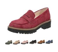 DGHM Orthopedic Platform Loafers, Leather Loafers for Women 2025 Comfortable Work Shoes, Chunky Penny Loafers for Women Lug Sole Oxfords Business Work Shoes Slip-Ons(Red,5)