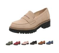 DGHM Orthopedic Platform Loafers, Leather Loafers for Women 2025 Comfortable Work Shoes, Chunky Penny Loafers for Women Lug Sole Oxfords Business Work Shoes Slip-Ons(White,5.5)