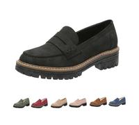 DGHM Orthopedic Platform Loafers, Leather Loafers for Women 2025 Comfortable Work Shoes, Chunky Penny Loafers for Women Lug Sole Oxfords Business Work Shoes Slip-Ons(Black,4.5)