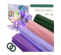 DGHOME 400pcs Pipe Cleaners for Craft Flowers, Pipe Cleaners for Tulip Bouquet, Fuzzy Sticks Craft Supplies for Flower DIY Craft Kit Gift, Chenille Stems Arts & Crafts with Tutorial (Violet)