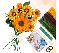 DGHOME 400pcs Pipe Cleaners for Craft, Pipe Cleaners for Tulip Bouquet, Fuzzy Sticks Craft Supplies for Flower DIY Craft Kit Gift,Chenille Stems DIY Arts & Crafts with Tutorial (Sunflower)