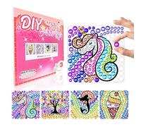 DGHOME Suncatcher Diamond Art Craft Kits for Kids,4 Pieces Diamond Painting Art Set for Girls, No Mess Window Arts and Crafts for Kids Age 5 6 7 8 9 10