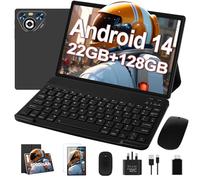 Dghrti 2025 Newest Tablet 10-inch Android 14, 22GB RAM 128GB ROM/TF 1TB, Octa-Core Processor, 8000mAh, Metal Body, Dual WiFi, 8MP+5MP, Widevine L1, Eye Protection, Keyboard, Mouse, Black