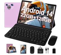 Dghrti 2025 Newest Tablet 10-inch Android 14, 22GB RAM 128GB ROM/TF 1TB, Octa-Core Processor, 8000mAh, Metal Body, Dual WiFi, 8MP+5MP, Widevine L1, Eye Protection, Keyboard, Mouse, Violet