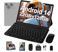 Dghrti 2025 Newest Tablet 10-inch Android 14, 22GB RAM 128GB ROM/TF 1TB, Octa-Core Processor, 8000mAh, Metal Body, Dual WiFi, 8MP+5MP, Widevine L1, Eye Protection, Keyboard, Mouse, Gray