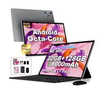 Dghrti Android Tablet 14 Touch Tablet, 22GB RAM 128GB ROM/TF 1TB, Octa-Core Processor, 8000mAh, BT5.0, 8MP+5MP, Dual WLAN, Face ID, Widevine L1, Tablet with Metallic Keyboard & Mouse, Grey
