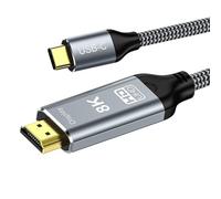 DGHUMEN 8K USB C to HDMI 2.1 Cable 10Ft, 48Gbps USB Type-C to HDMI Braided Cord (8K@60Hz,4K@120Hz) Compatible with Thunderbolt 4/3, for iPhone 15/15Promax, MacBook Air, iPad, XPS 17