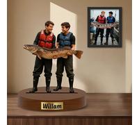DGJSSK Personalized Fishing Figurine Acrylic Desk Ornament, Custom Photo 2D Effect Cartoon Style Desk Decor for Office Bedroom, Customized Cartoon Figurine Desktop Ornament Gifts for Family Couple