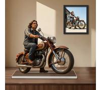 DGJSSK Personalized Fishing Figurine Acrylic Desk Ornament, Custom Photo 2D Effect Cartoon Style Desk Decor for Office Bedroom, Customized Cartoon Figurine Desktop Ornament Gifts for Family Couple