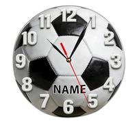 DGJSSK Personalized Football Wall Clock Custom Name Football Themed Wall Clock Wall Art Decor for Bedroom Kitchen Living Room Office Home Decoration, Customized Fathers Day Birthday Gifts for Men Dad