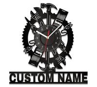 DGJSSK Personalized Metal Wall Clock Sign, Car Repair Tools Mechanic Wall Clock, Custom Warehouse Toolroom Clock with Name, Garage Workshop Home Decor Gift for Christmas for Dad Husband Boyfriend