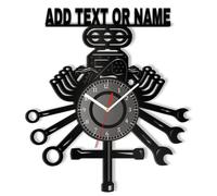 DGJSSK Personalized Metal Wall Clock Sign, Car Repair Tools Mechanic Wall Clock, Custom Warehouse Toolroom Clock with Name, Garage Workshop Home Decor Gift for Dad Husband Boyfriend