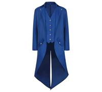 DGKaxiyaHM Men's Button Down Medieval Tailcoat Suit Steampunk Swallowtail Tuxedo Suit Blazer Vintage Party Suit Coat (Blue,XXL)