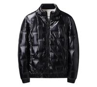 DGKaxiyaHM Men's Glossy Padded Winter Hood Coat Metallic Full Zip Down Quilted Puffer Jacket Warm Shiny Hooded Coat