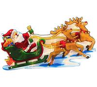 DGL Glittering Window Silhouette Brand Santa Snowman Sleigh Train Merry Christmas Sign Christmas Tree 20 Light Mains Operated (Santa Sleigh)