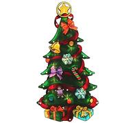 DGL Glittering Window Silhouette Brand Santa Snowman Sleigh Train Merry Christmas Sign Christmas Tree 20 Light Mains Operated (Festive Tree)
