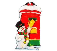 DGL Glittering Window Silhouette Brand Santa Snowman Sleigh Train Merry Christmas Sign Christmas Tree 20 Light Mains Operated (Snowman Posting Letter)