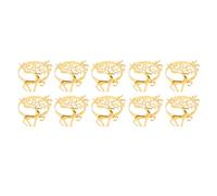 DGLDCSHUAI 10 Pcs Deer Napkin Rings Xmas Decoration Elegant Reusable Alloy Gold Napkin Rings Holders for Holiday Family Gatherings