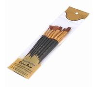 DGLDCSHUAI 7pcs/Set Art Paint Brushes Set Round & Flat & Filbert & Fan Tips Professional Drawing Paintbrushes Nylon Hair Wooden Handle for Watercolor Acrylic Oil Gouache Face Body (Black)