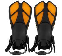 DGLDCSHUAI Adjustable Long Snorkel Fins Soft TPR Diving Flippers Orange for Swimming (M)