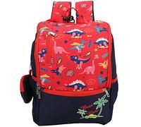 DGLDCSHUAI Cute Cartoon Dinosaur Pattern Backpack for Kids Travel Schoolbag Gift (L) (Red)