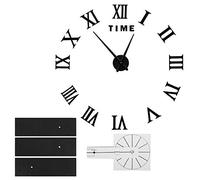DGLDCSHUAI DIY Wall Clock Roman Numerals Frameless Mirror Wall Clock Home Living Room Decor (Black)