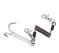 DGLDCSHUAI Stainless Steel Diving Current Hook Double Reef Drift Hook with Spiral Coil Lanyard for Underwater Safety (Black)