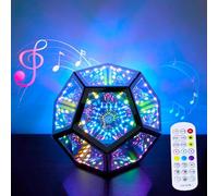DGLIANYA Remote Control Infinity Dodecahedron Light with Voice Control 3D Mirrror Tunnel Light Color Art Game Light Multicolor Decorative Lamp Cube RGBW Color Changing Night Lighting (USB Powered)