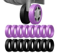 DGMDGS Upgrade Luggage Wheel Covers, Silicone Protective Cover for Spinner Wheel, Wear-Resistant, Anti-Noise, Suitcase Accessories for Carry-On Travel Luggage, Black & Purple 8pcs each, Suitable for 2
